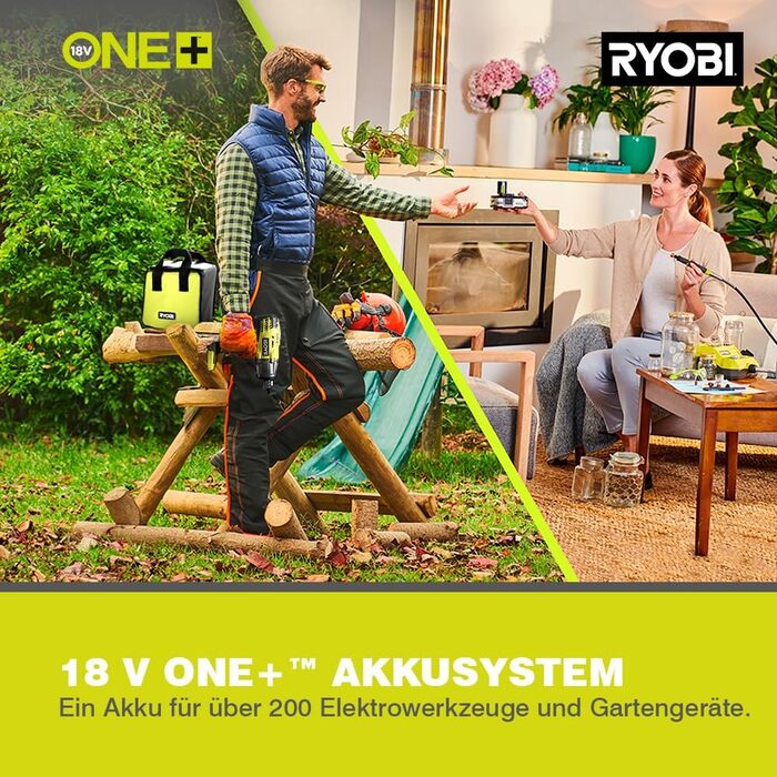 RYOBI 18V ONE+ акумуляторний дриль-шуруповерт R18DD3-0 (50Nm, 2 швидкості, патрон 13 мм, LED-підсвічування, без акумулятора та зарядного пристрою)