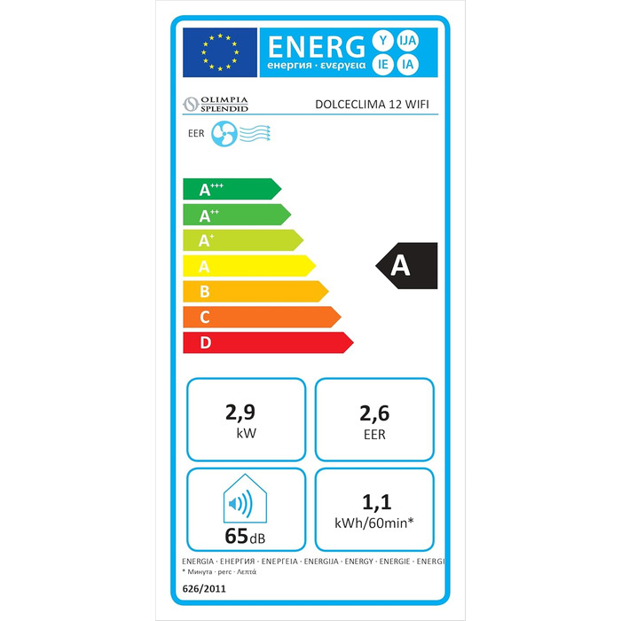 Мобільний кондиціонер Olimpia Splendid Dolceclima 8 WWB: Клімат-контроль, охолодження, осушення, вентиляція (2.1 кВт, 12000 BTU)