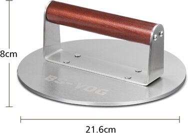 Пресс для бургера з нержавіючої сталі з дерев'яною ручкою, 15.24 см - Burger Smasher для м'яса, котлет, стейка, бекону, подарунковий набір