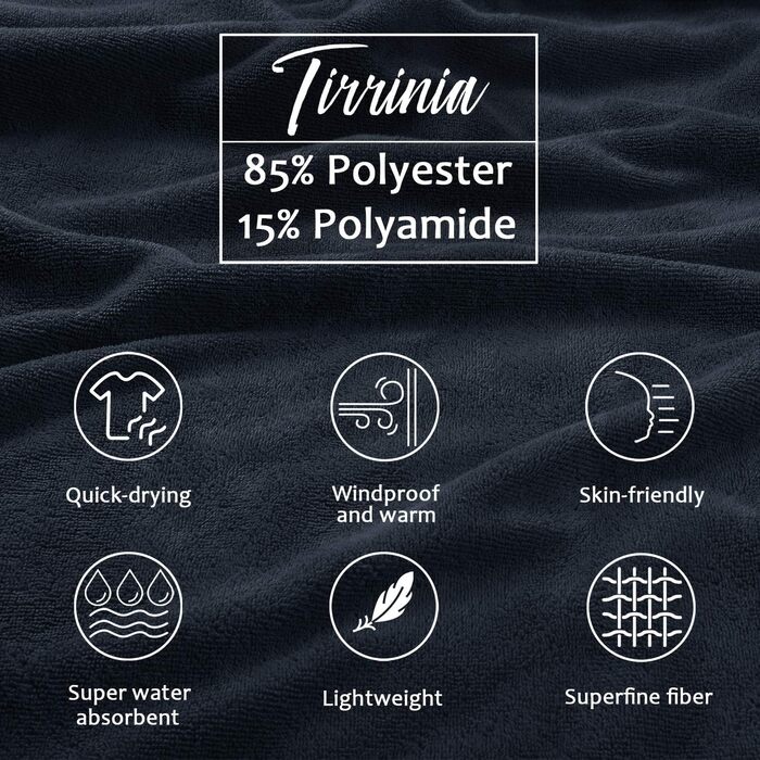 Surf Poncho Hooded Changing Towels Quick Dry Beach Change Robe for Adults Men Women Waterproof and Sandproof Bathrobe for Surfing Swimming Bathing Oversized Black