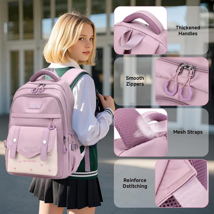 Шкільний рюкзак для дівчаток-підлітків, 2025, великий, для гімназії, старшої школи, 30L, фіолетовий