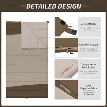 Спальний мішок Naturehike YC для 2 осіб, 3-4 сезони, теплий, для дорослих та дітей, для кемпінгу та подорожей