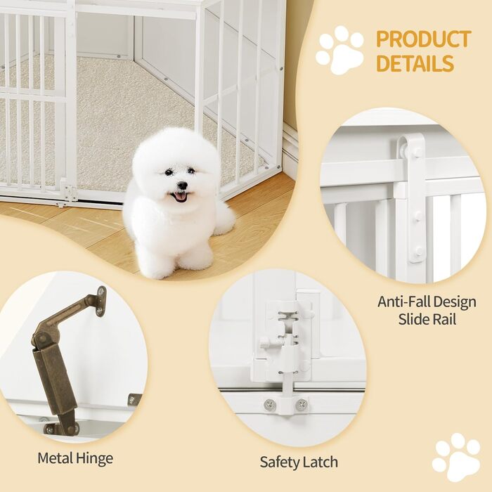 Клітка для собак Hzuaneri Eck-Hundekäfig: зручна собача будка з подушкою та розсувними дверима, 107 x 59,6 x 64 см, білий колір, DFC85903W