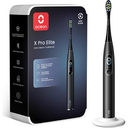 Oclean X Pro Elite: Електрична звукова зубна щітка з 7 насадками, підставка та чохол для подорожей, чорна