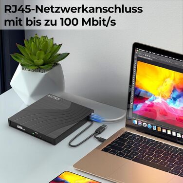 Зовнішній DVD-накопичувач AGPTEK USB 3.0 Slim CD/DVD-брунер з картридером TF/SD для ноутбука, MacBook, Windows, Linux, Mac OS