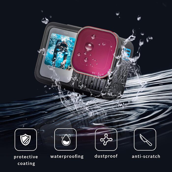 Набір ND-фільтрів для GoPro Hero 13: ND8, ND16, ND32, CPL, Ultra-Weitwinkel, оптичне скло, алюмінієва рамка