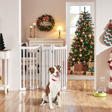 Захисне ґратка для собак Yaheetech, 90.5 x 201.5 см, 4 панелі, білий колір. Ідеально підходить для дому, кухні, проходу, каміну, печі.