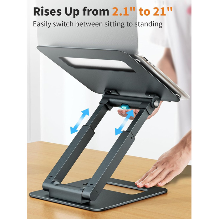 Adjustable Laptop Stand for Desk - Telescoping Design, Ergonomic Riser for 10-17 inch Laptops (Gray)