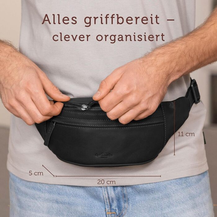 Чоловіча/жіноча поясна сумка Gusti Leather Spencer I з натуральної шкіри (чорна)