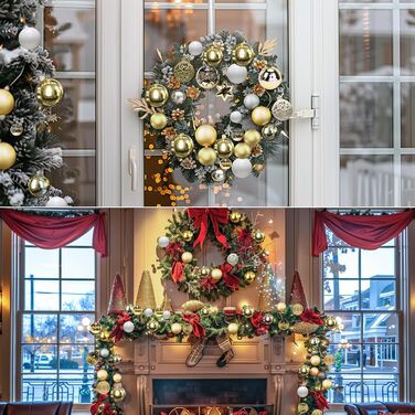 Набір прикрас на ялинку 101 шт. Золоті ялинкові кулі, ялинкова прикраса, набір ялинкових кульок, ялинкова зірка, матові та глянцеві, багаторазові, 3, 4, 6 см