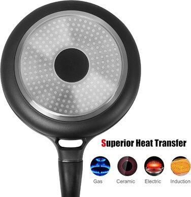 Сковорода 28 см з індукційним покриттям, знімний ручка, універсальна сковорода без BPA, алюмінієвий лиття, чорна (діаметр 24 см)