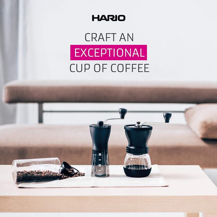 Кавомолка Hario Mini Slim Plus чорна, ручна, компактна