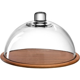 LEONARDO HOME Wooden Cheese Board and Glass Cloche, Cheese Board with Glass Dome, 2-Piece Set, Ø 280 mm, 018519