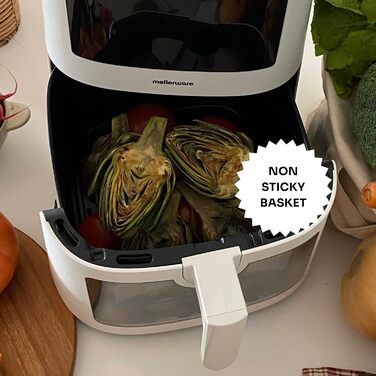 Фритюрниця повітряна MELLERWARE 1450W з скляним контейнером 4.5L, 9 програм, сенсорний дисплей, 80-200°C, таймер 60 хв