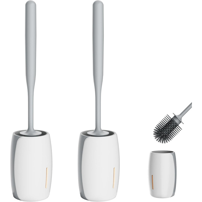 Силіконова щітка для унітазу Maxuni Stück з тримачем, без свердління, для кріплення на стіну/підлогу, комплект для унітазу (2 шт.)