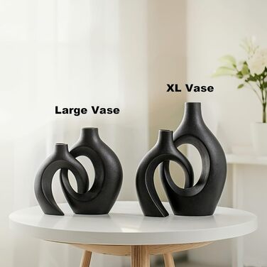 SUKIYPO Ceramic Vase Set - Modern Beige Vases (2-Pack) for Nordic, Boho Home Decor - Large Flower Vases for Living Room, Office, Farmhouse, Coffee Table