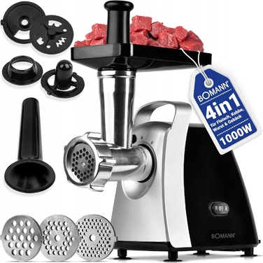 Електрична м'ясорубка 1000 Вт із реверсом та сталевим ножем