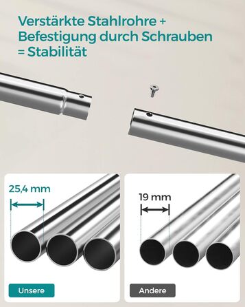 Стійка для одягу SONGMICS на колесах, 2 перекладини, срібна, до 100 кг, 103,5 см