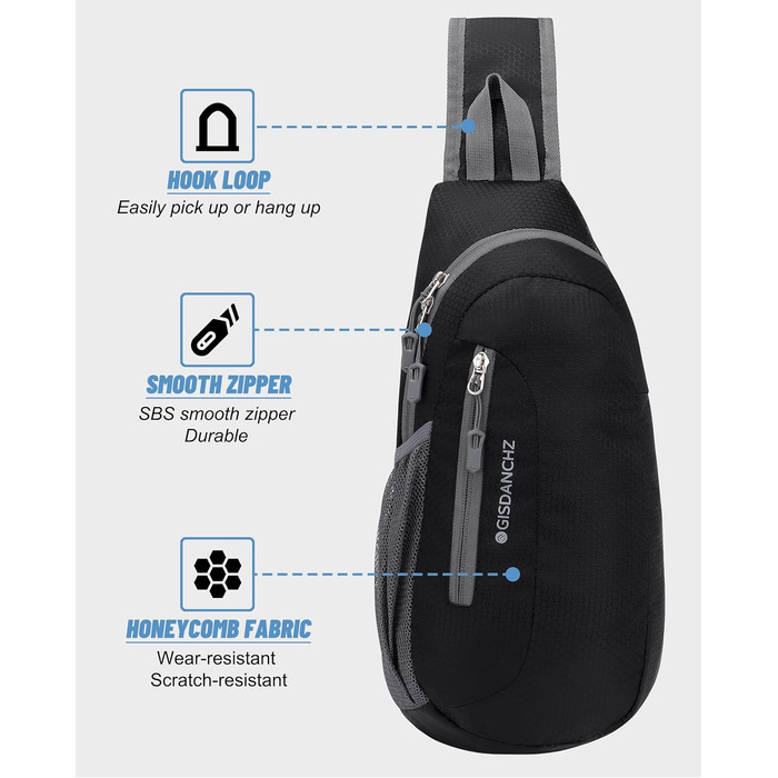 Чоловіча/Жіноча нагрудна сумка, слинг-сумка, сумка через плече, водонепроникна, для подорожей, активного відпочинку, спорту (чорна)