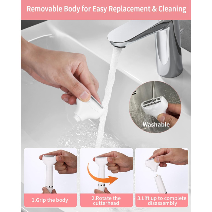 Набір для епіляції та стрижки 7-в-1 для жінок: тример для обличчя, бікіні, під пахвами, носа. USB, водонепроникний, портативний.