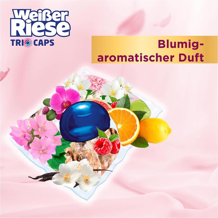 Капсули для прання кольорових речей Weißer Riese Trio-Caps Color Орхідея, 120 шт