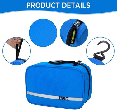 Сумка для туалетних аксесуарів на блискавці, дорожня, для жінок та чоловіків, з 4 відділеннями, вантажна, для кемпінгу, оксфорд (блакитна), M