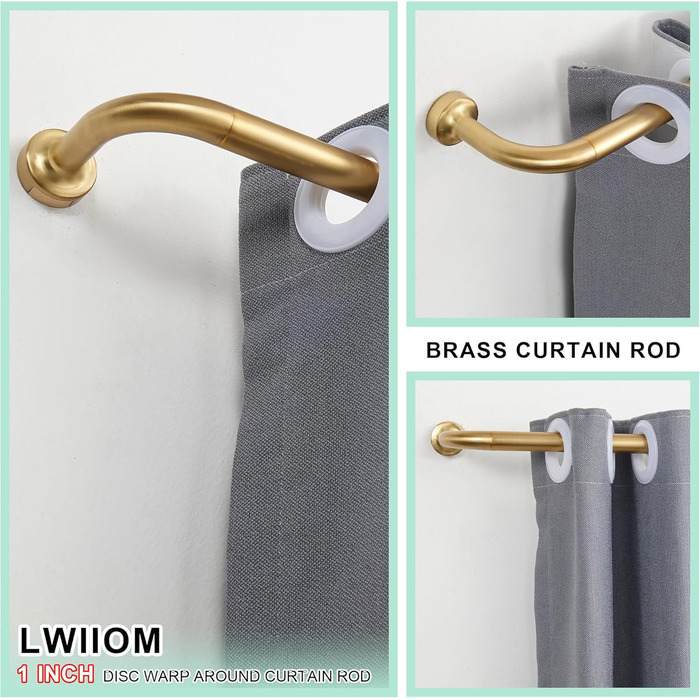 Штанга для штор Warmgold – діаметр 2,5 см, регульована штанга для затемнення з алюмінієвими наконечниками та кріпленнями, 71–381 см (2 шт. 16–28 см, тепле золото)