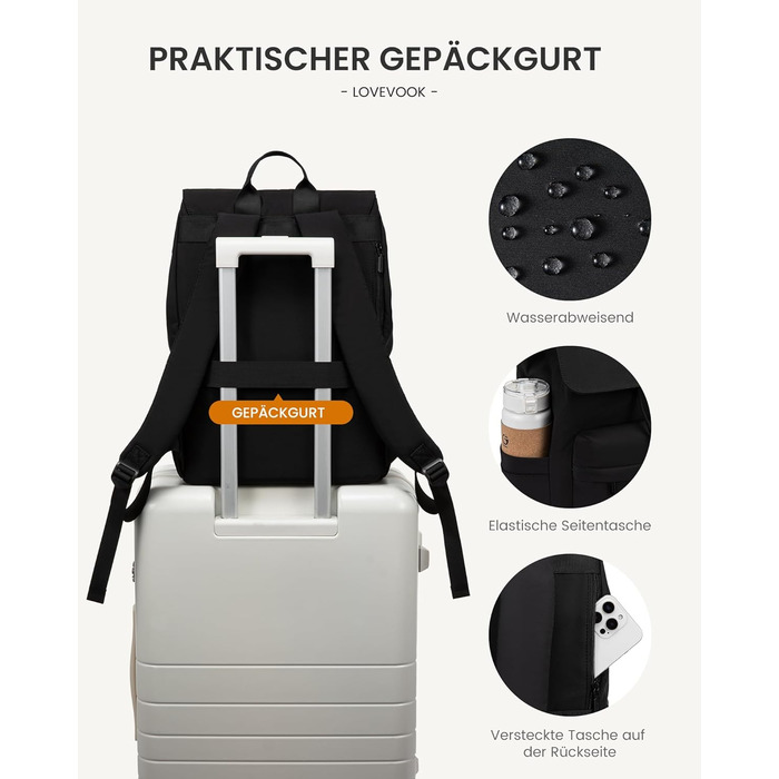 LOVEVOOK Рюкзак для жінок, 17.3 дюйми, рюкзак для школи, водонепроникний, для підлітків, легкий, з відділенням для ноутбука, для університету, школи, подорожей, роботи, чорний