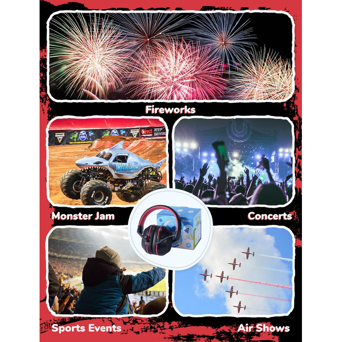 iClever навушники з шумозаглушенням для дітей (Рожеві котячі вушка) (Чорний та червоний)