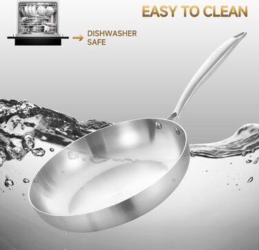 Набір сковорідок Inqibee з нержавіючої сталі 24 та 26 см - 2 шт. | Для всіх типів плит, включаючи індукцію, та духовки, безпечно мити в посудомийній машині