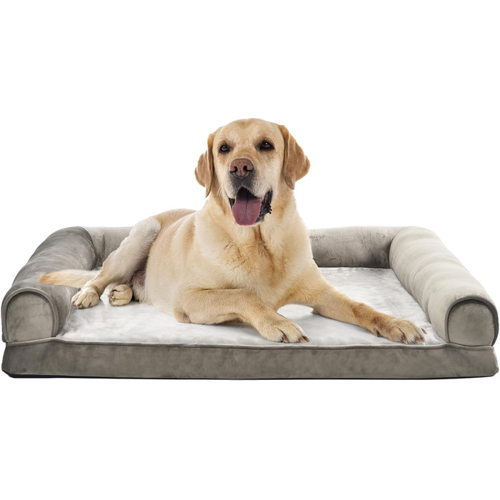 Amazon Basics Foam Dog and Pet Bed with Removable Cover, Gray, (L x W x H) (U-shaped Sofa - Brown, 112 x 89 x 20 cm)