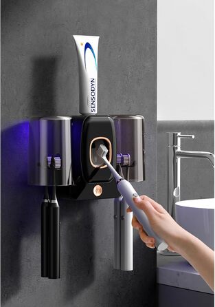 Інтелектуальний стерилізатор для зубних щіток з вентилятором, сушкою та підставкою на стіну (Чорний)