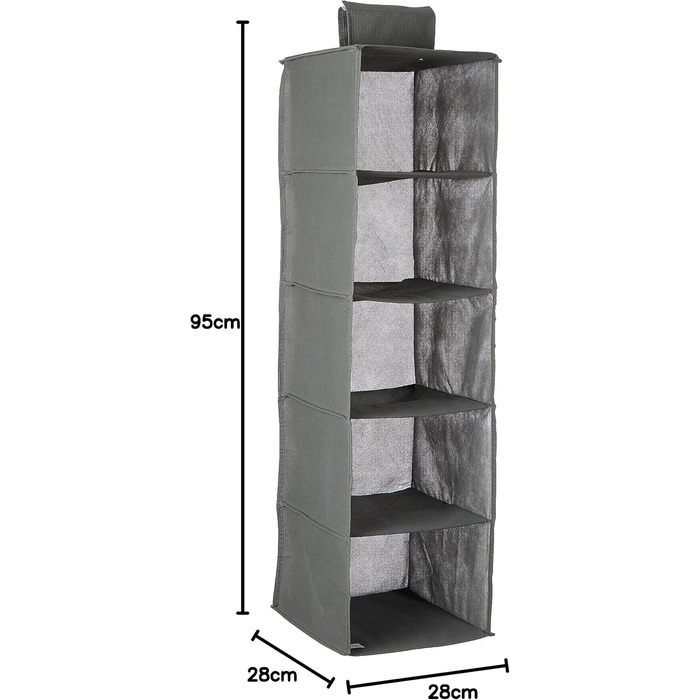 Органайзер для зберігання Zeller 14614 з 8 відділеннями, флізелін, тканина, сірий, 18 x 30 x 105 см