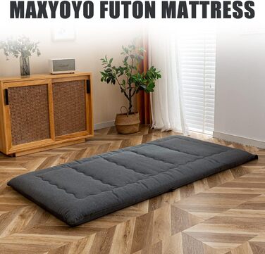 Складаний футон-матрац MAXYOYO 90x190 см, гіпоалергенний, з ручкою та чохлом на блискавці, для гостьового ліжка або кемпінгу, холщова тканина, наповнювач із піни з пам'яттю