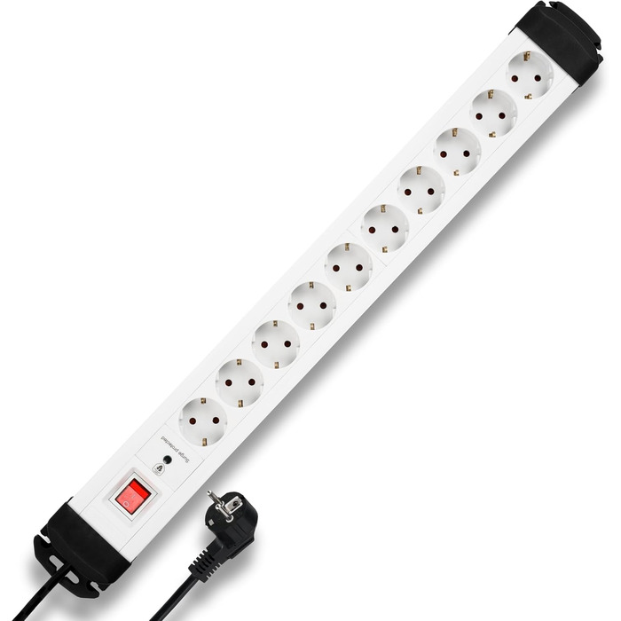 Многорозеткова смуга REV з захистом від перенапруги, 10 розеток, 2м, білий, 3680W