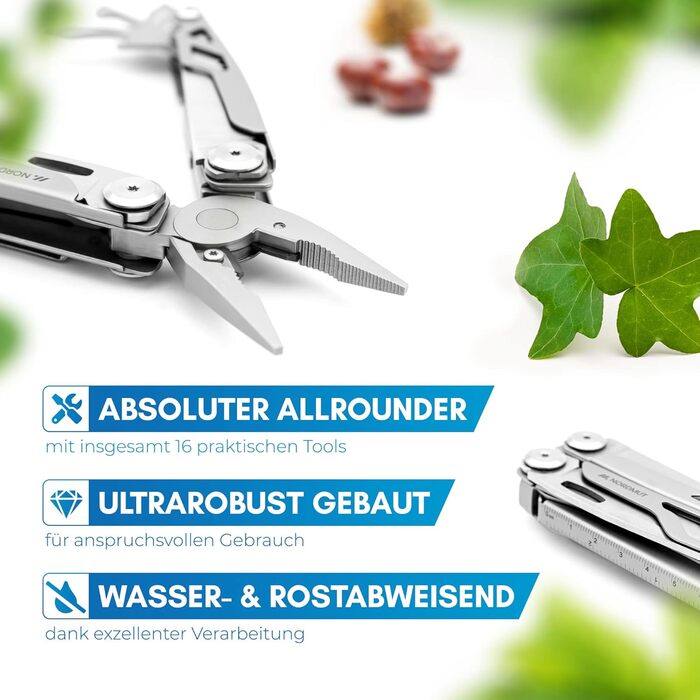 Multitool [16 in 1] Stainless Steel Pocket Knife with 16 practical tools | Outdoor Knife Multifunction Tool Foldable with Pliers, Scissors, Knife, and Saw for Outdoor and Camping