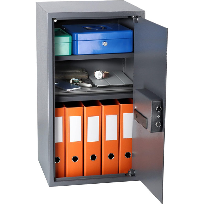 Сейф для дому Business XL Safe Tresor 60л з цифровим та відбитком пальця, вогнестійкий, для документів A4 та цінностей (50x35x36 см)