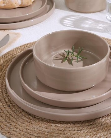 Набір посуду Nebula для 6 осіб, 18 предметів: тарілки та миски, керамічний набір Sprekel, сервіз, безпечний для мікрохвильової печі та посудомийної машини, колір кориця, 18 предметів