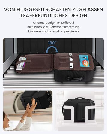 LOVEVOOK Рюкзак для ручної поклажі, дорожній рюкзак 45L, валіза-рюкзак для ноутбука 17.3 дюйма, для подорожей, ділових поїздок, вихідних (1-чорний, 47x20x34 см, 40L, комплект)