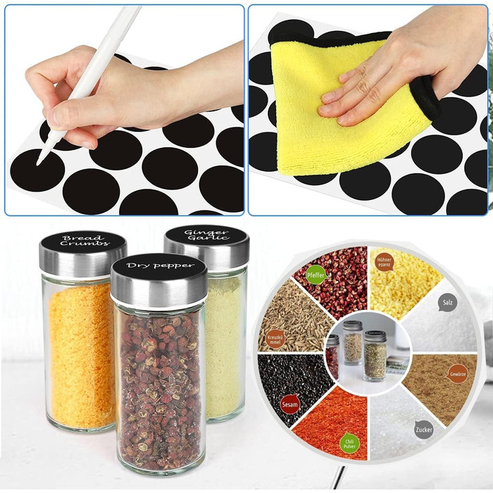 Spice Rack with 20 Spice Jars, 360° Rotatable, Stainless Steel Spice Carousel (430) with Sieve Lids, Standing Spice Rack - Includes Labels, Pen & Funnel - Wood-Look, Food-Safe, Dustproof