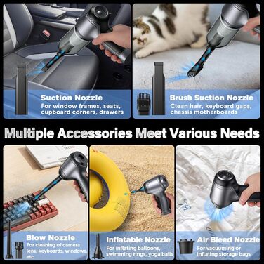 Портативний бездротовий ручний пилосос Brovamo з акумулятором, 12000Pa, для дому, авто, кухні, офісу, видалення шерсті тварин
