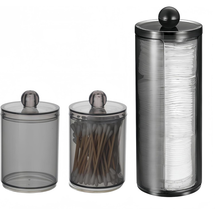 Диспенсер для ватних паличок та дисків з PET пластику, чорний (BLACK-C)