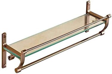 WDSOPK Bathroom Shelf, Tempered Glass Shelf, Single-Layer Bathroom Shelf, Wall-Mounted Bathroom Storage Shelf (-) (Glass Panel, 50cm)