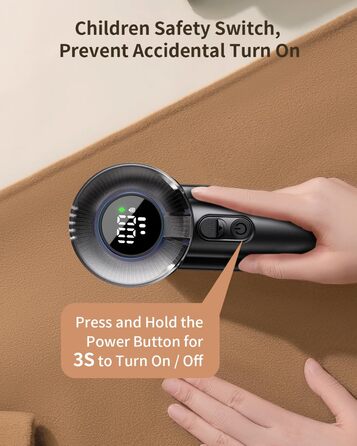 Електричний видалення ворсу з тканини з щіткою для ворсу, XL, з цифровим дисплеєм, 3 великі леза, видалення ворсу з одягу, меблів, ковдр, чорний