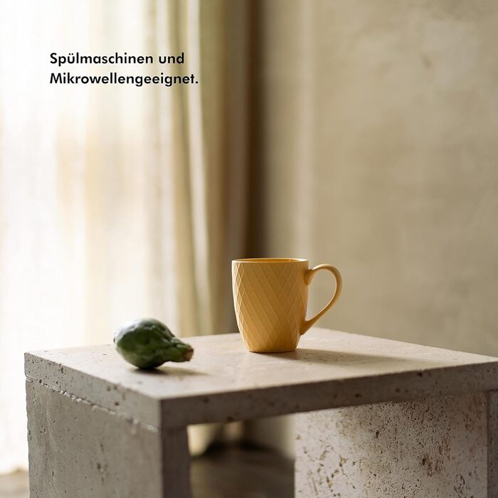 Набір кавових чашок KIVY 6 шт по 400 мл - великі чашки для кави та чаю, керамічні, сучасний дизайн, набір чашок