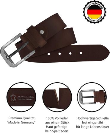 Чоловічий шкіряний ремінь преміум-класу, виготовлений у Німеччині, з подарунковою коробкою. Ширина 40 мм, темно-коричневий, розмір 105. Зверніть увагу на таблицю розмірів.