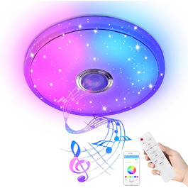 Світлодіодна стельова лампа з Bluetooth-колонкою, зоряне небо, диммування, RGB, 36 Вт, керування пультом або додатком, для спальні та дитячої кімнати