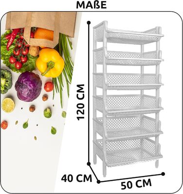 Stackable/expandable plastic shelf system as a stacking shelf, 6 shelf elements in (granite grey)