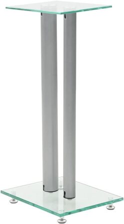 Підставки для колонок 2 шт. з подвійними колонами, скло, срібні