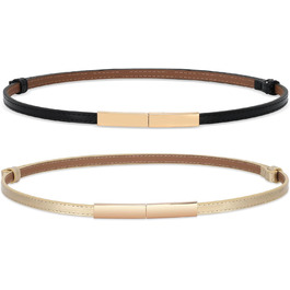 Жіночий вузький шкіряний ремінь WHIPPY з золотистою пряжкою, 105 см (для талії до 95 см)